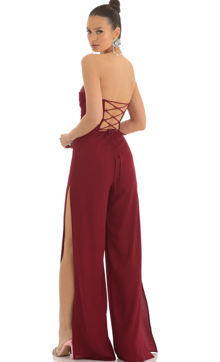 LUCY IN THE SKY Jumpsuits^Sequin Bust Crepe Jumpsuit In Red