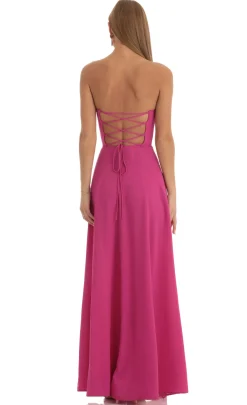 LUCY IN THE SKY Maxi Dresses^Sequin Bust Crepe Maxi Dress In Hot Pink