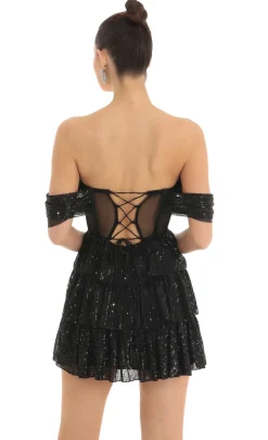 LUCY IN THE SKY Mini Dresses^Sequin Corset Dress In Black