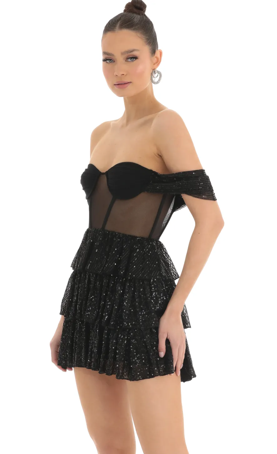 LUCY IN THE SKY Mini Dresses^Sequin Corset Dress In Black