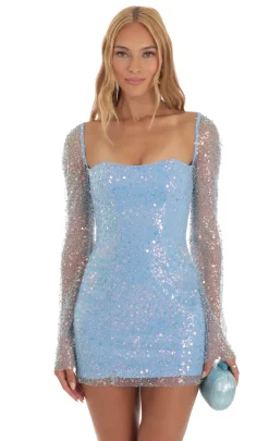 LUCY IN THE SKY Mini Dresses^Sequin Corset Dress In Blue