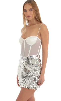 LUCY IN THE SKY Mini Dresses^Sequin Corset Dress In White