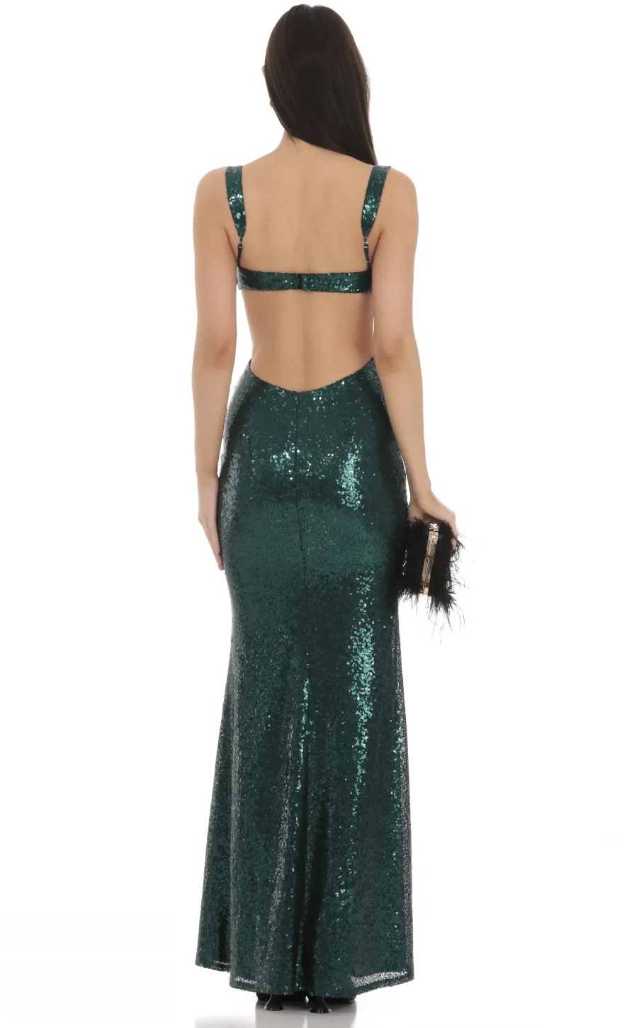 LUCY IN THE SKY Maxi Dresses^Sequin Cutout Maxi Dress In Green