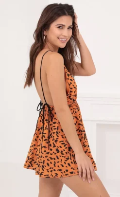 LUCY IN THE SKY Rompers^Sequin Dress In Orange And Black
