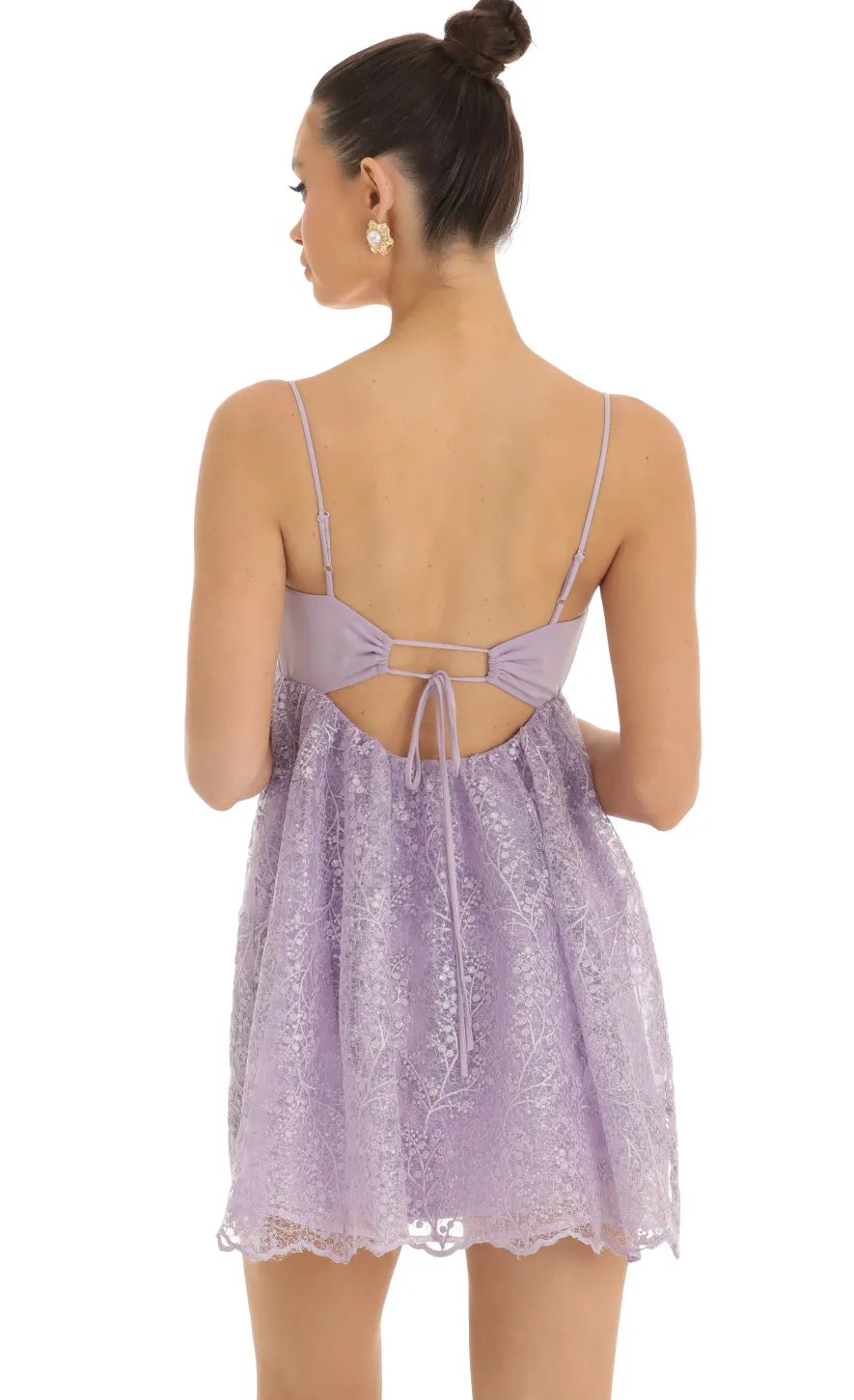 LUCY IN THE SKY Mini Dresses^Sequin Embroidered Baby Doll Dress In Purple