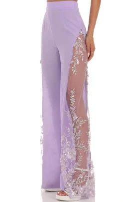 LUCY IN THE SKY Pants^Sequin Floral Pants In Lavender