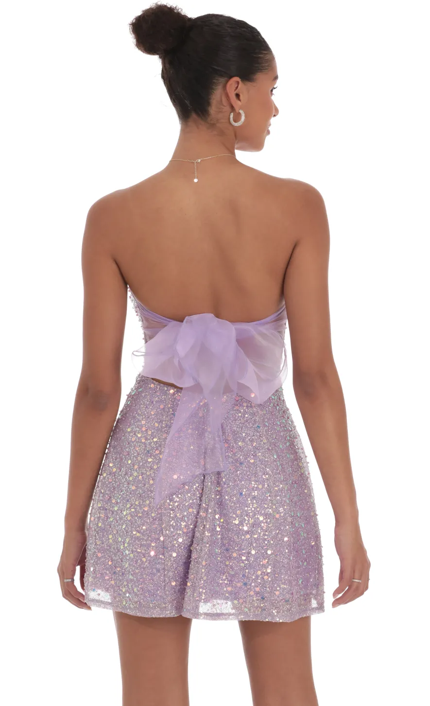 LUCY IN THE SKY Mini Dresses^Sequin Glitter Strapless Fit And Flare Dress In Lilac