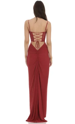 LUCY IN THE SKY Maxi Dresses^Sequin Lace Cutout Maxi Dress In Red