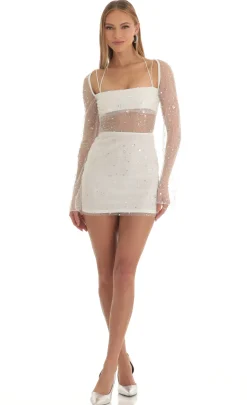 LUCY IN THE SKY Mini Dresses^Sequin Long Sleeve Dress In White