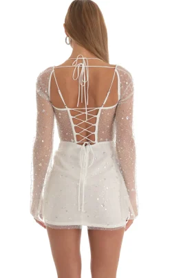 LUCY IN THE SKY Mini Dresses^Sequin Long Sleeve Dress In White