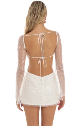 LUCY IN THE SKY Mini Dresses^Sequin Long Sleeve Dress In White