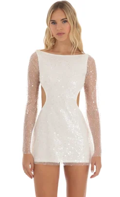 LUCY IN THE SKY Mini Dresses^Sequin Long Sleeve Dress In White