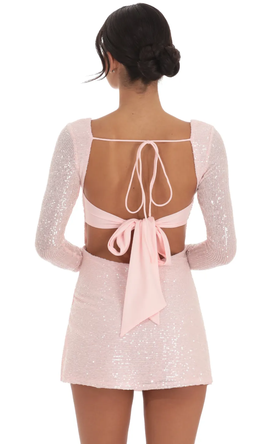 LUCY IN THE SKY Mini Dresses^Sequin Long Sleeve Side Slit Dress In Light Pink