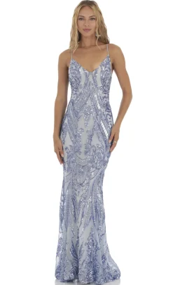 LUCY IN THE SKY Maxi Dresses^Sequin Mermaid Dress In Blue
