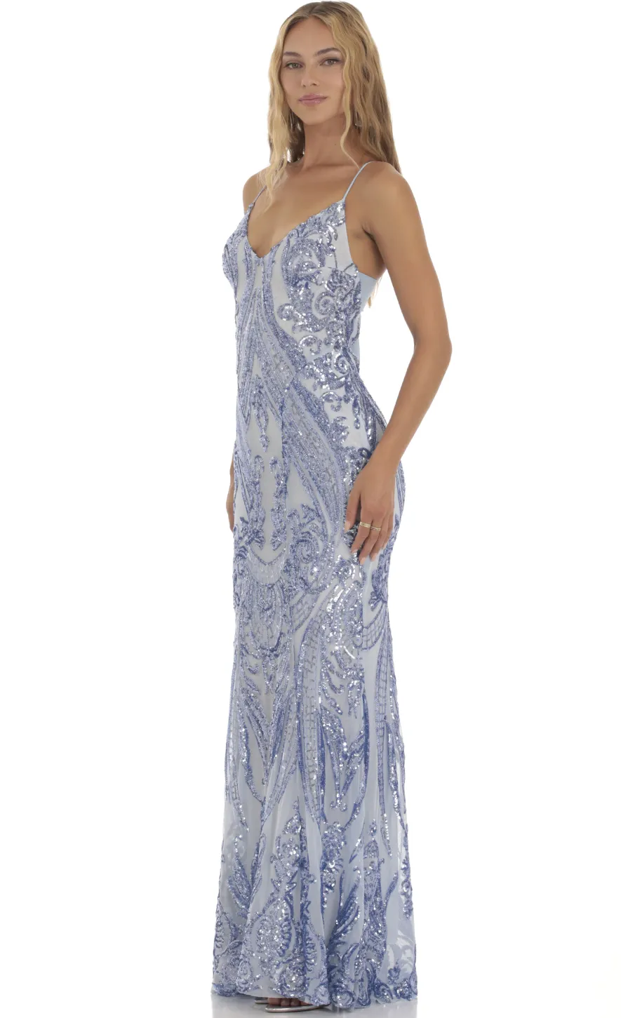 LUCY IN THE SKY Maxi Dresses^Sequin Mermaid Dress In Blue