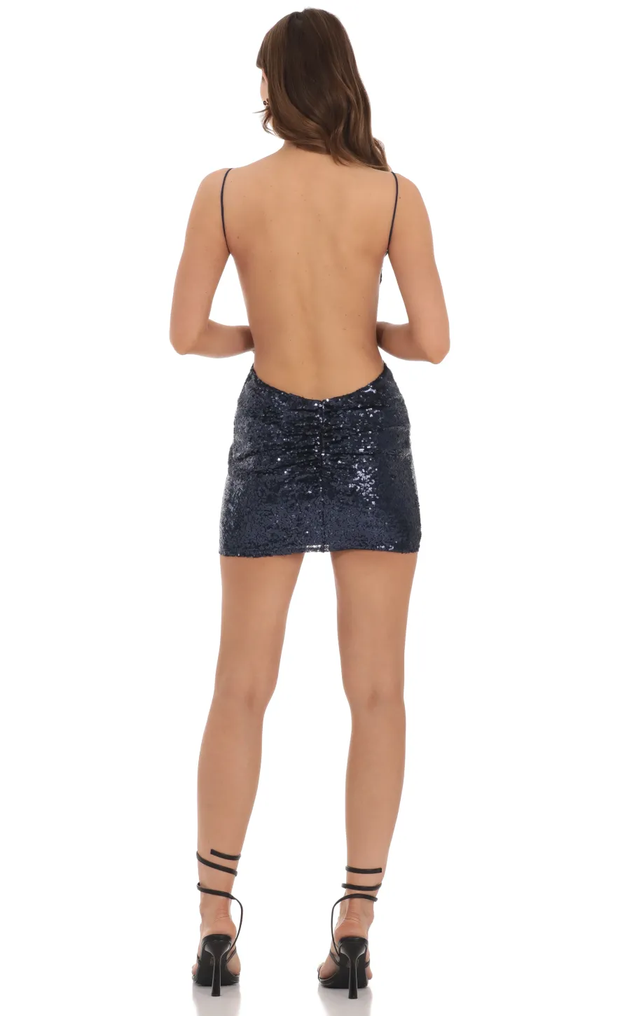 LUCY IN THE SKY Mini Dresses^Sequin Open Back Bodycon Dress In Navy