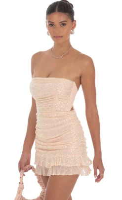 LUCY IN THE SKY Mini Dresses^Sequin Ruched Bodycon Dress In Pink