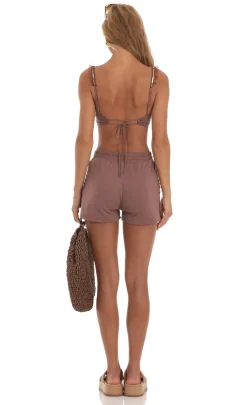 LUCY IN THE SKY Two-Piece Sets|Shorts^Sequin Ruffle Two Piece Set In Mauve