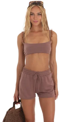 LUCY IN THE SKY Two-Piece Sets|Shorts^Sequin Ruffle Two Piece Set In Mauve