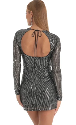 LUCY IN THE SKY Mini Dresses^Sequins Crepe Corset Dress In Silver