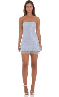 LUCY IN THE SKY Mini Dresses^Sequin Strapless Bodycon Dress In Light Blue