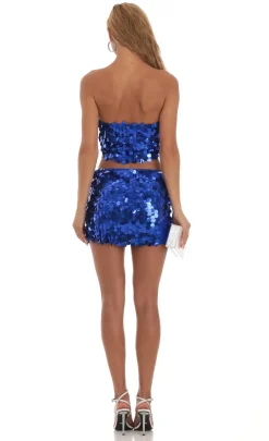 LUCY IN THE SKY Two-Piece Sets^Sequin Strapless Two Piece Set In Blue