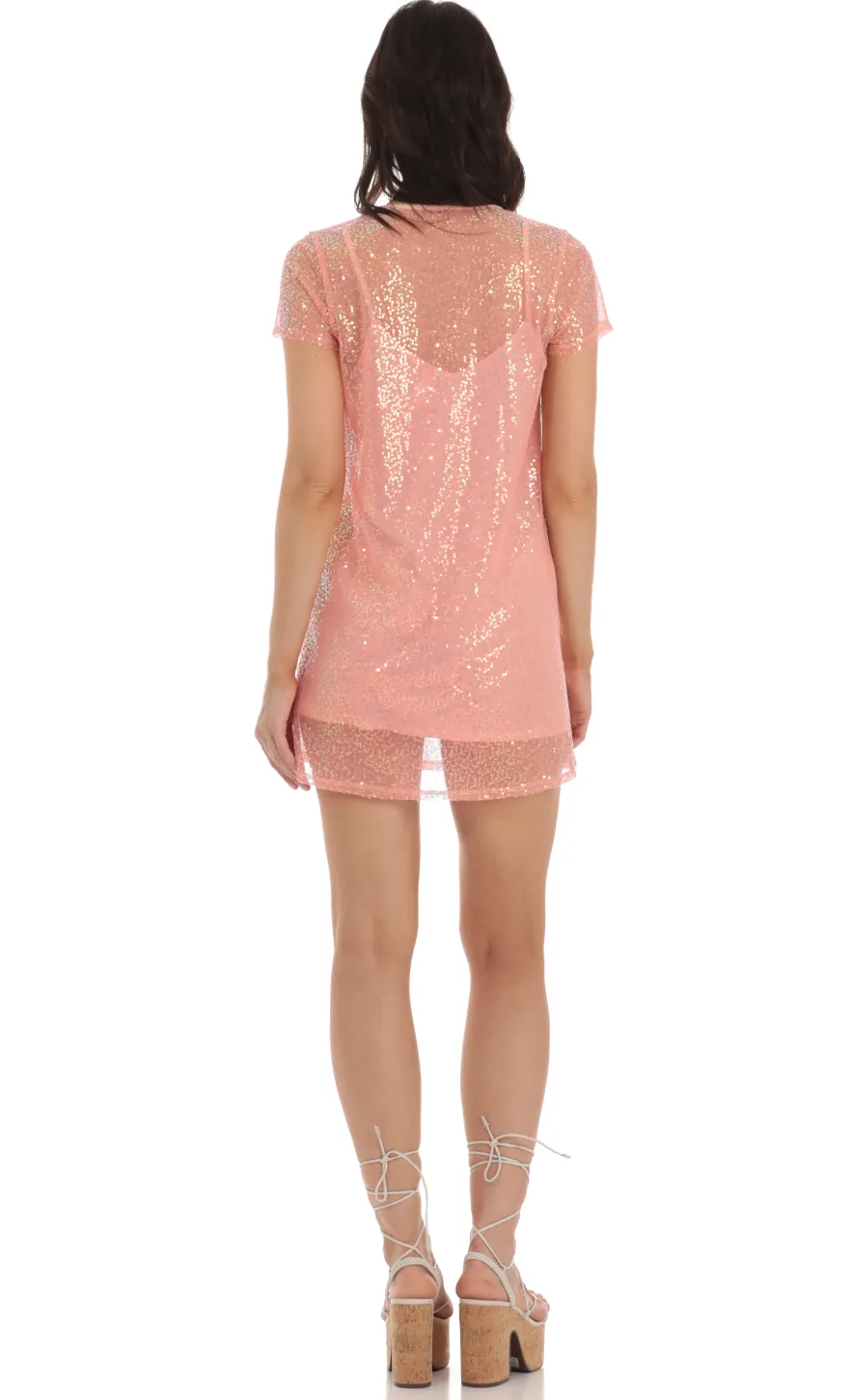 LUCY IN THE SKY Mini Dresses|Two-Piece Sets^Sequin Two Piece Dress In Peach