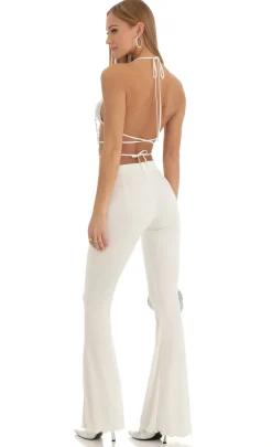 LUCY IN THE SKY Two-Piece Sets|Pants^Sequin Two Piece Pant Set In White