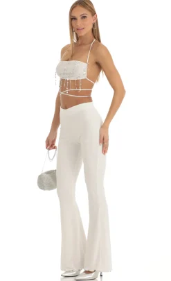 LUCY IN THE SKY Two-Piece Sets|Pants^Sequin Two Piece Pant Set In White
