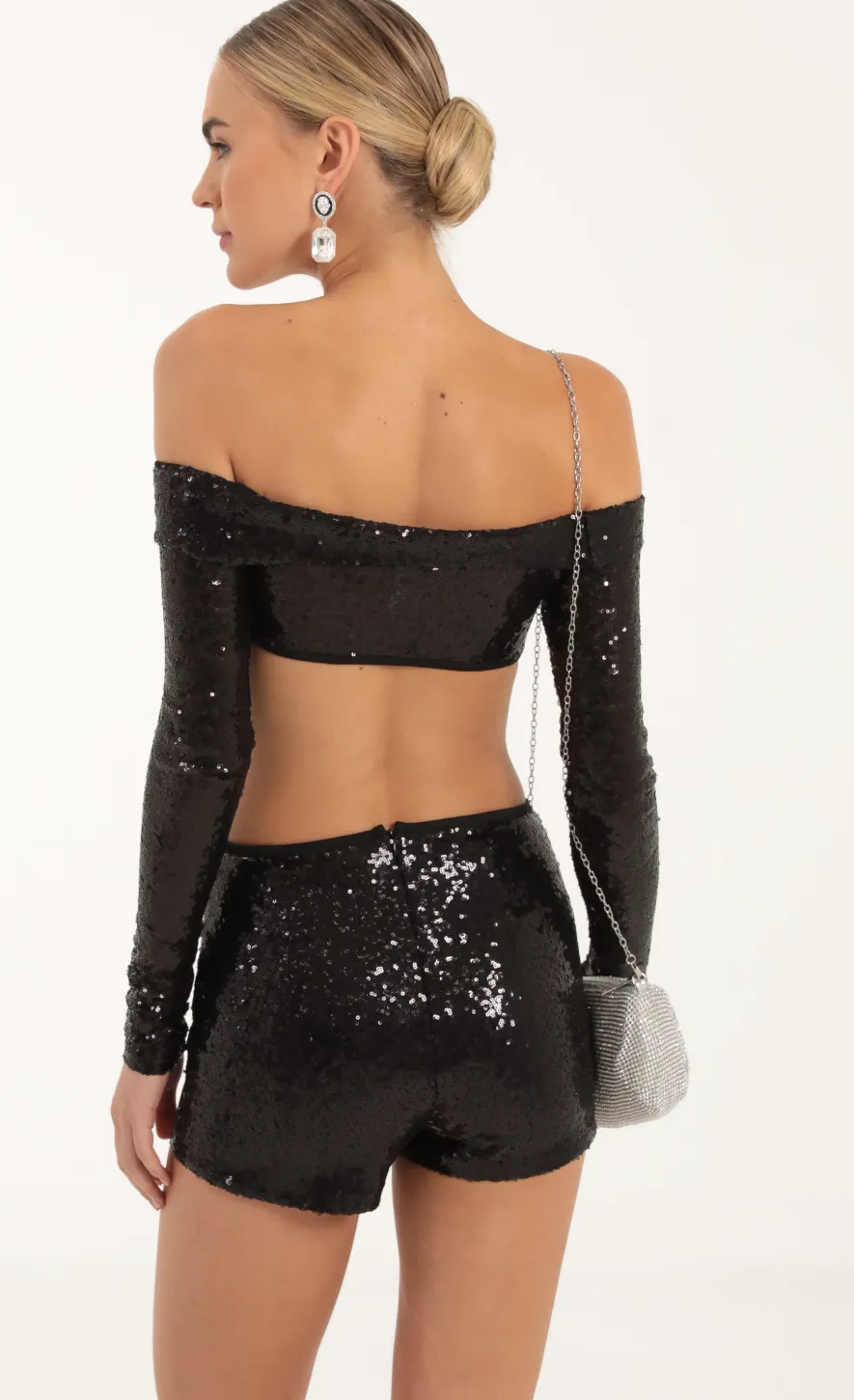 LUCY IN THE SKY Two-Piece Sets|Shorts^Sequin Two Piece Set In Black
