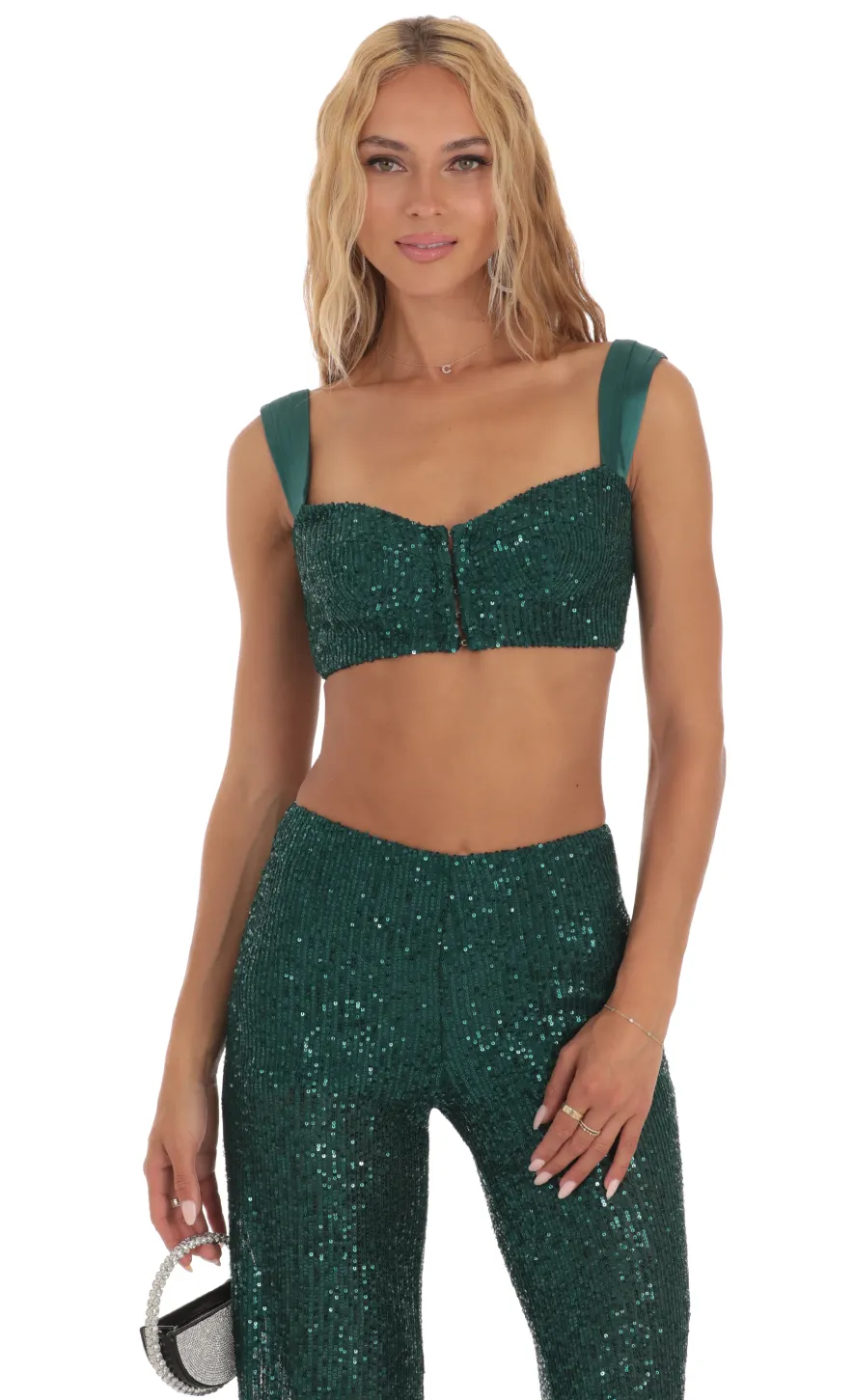 LUCY IN THE SKY Two-Piece Sets|Pants^Sequin Two Piece Set In Green