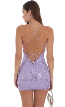 LUCY IN THE SKY Mini Dresses^Sequin V-Neck Bodycon Dress In Lavender