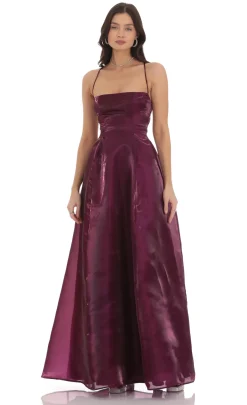 LUCY IN THE SKY Maxi Dresses^Sheen Fit And Flare Maxi Dress In Purple