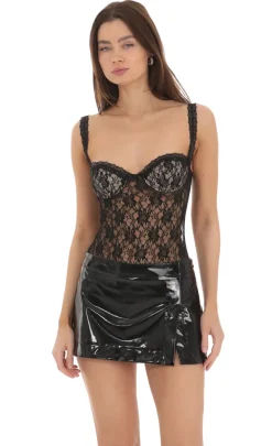LUCY IN THE SKY Bodysuits^Sheer Lace Bodysuit In Black