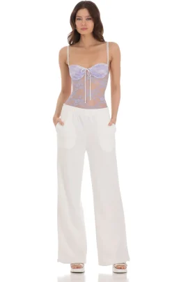 LUCY IN THE SKY Bodysuits^Sheer Lace Bodysuit In Lavender