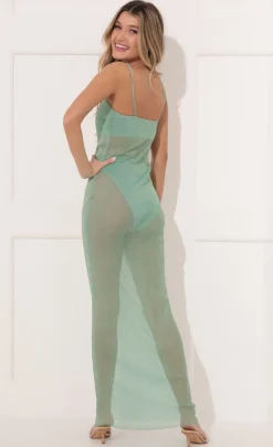 LUCY IN THE SKY Two-Piece Sets^Sheer Maxi Dress In Green Shimmer