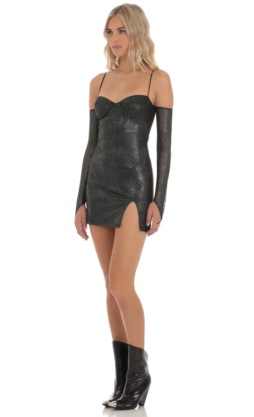 LUCY IN THE SKY Mini Dresses^Shimmer Bodycon Dress In Black