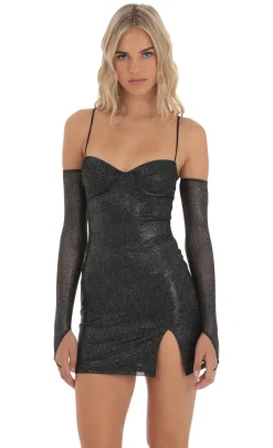 LUCY IN THE SKY Mini Dresses^Shimmer Bodycon Dress In Black