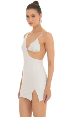 LUCY IN THE SKY Mini Dresses^Shimmer Bust Cutout Dress In White