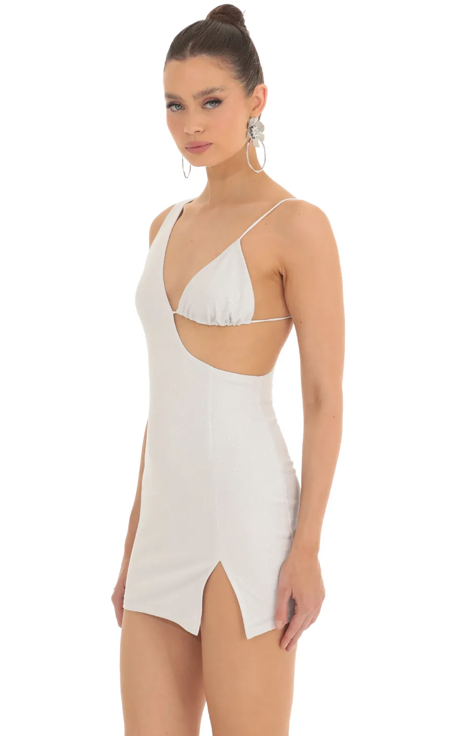 LUCY IN THE SKY Mini Dresses^Shimmer Bust Cutout Dress In White