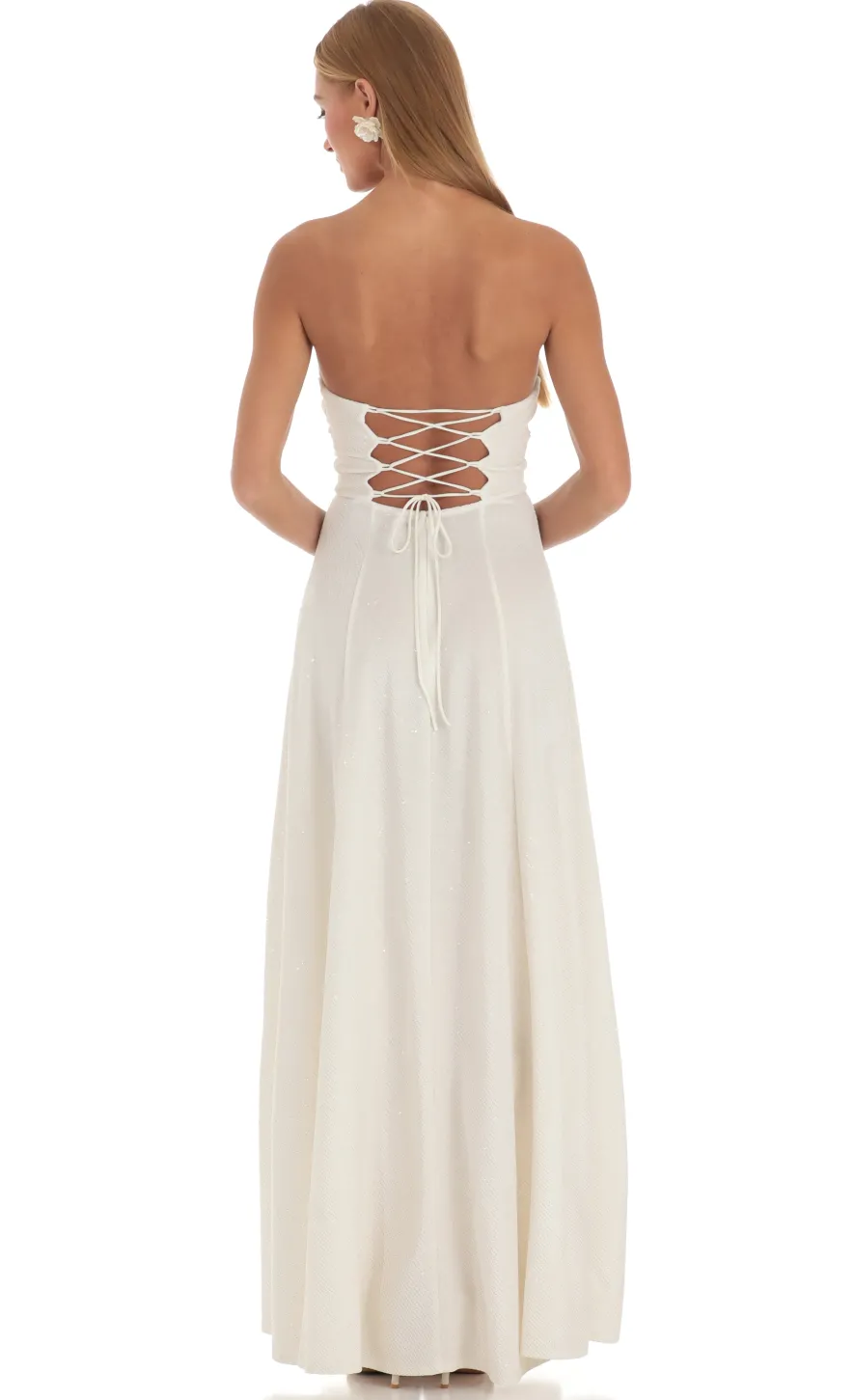 LUCY IN THE SKY Maxi Dresses^Shimmer Sequin Velvet Maxi Dress In White