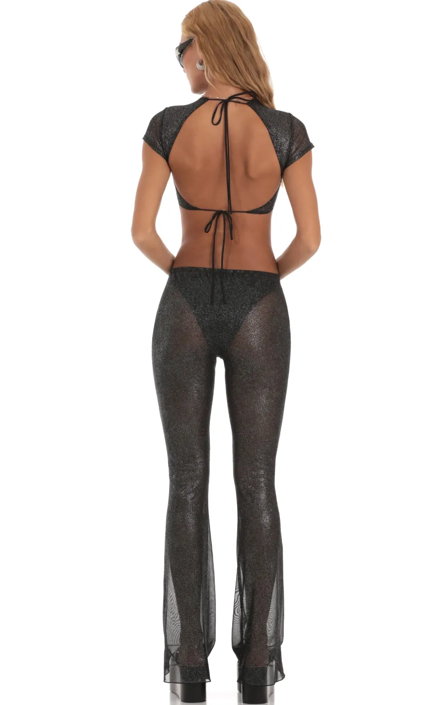 LUCY IN THE SKY Two-Piece Sets|Pants^Shimmer Three Piece Pant Set In Black