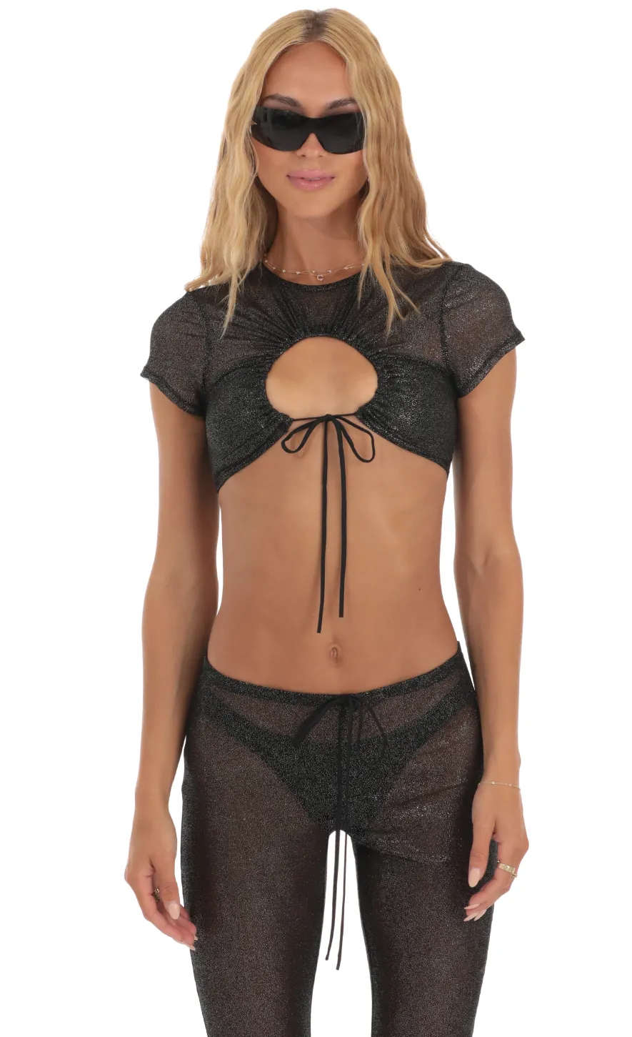 LUCY IN THE SKY Two-Piece Sets|Pants^Shimmer Three Piece Pant Set In Black