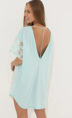 LUCY IN THE SKY Tops|Mini Dresses^Shirt Dress In Teal Flowers