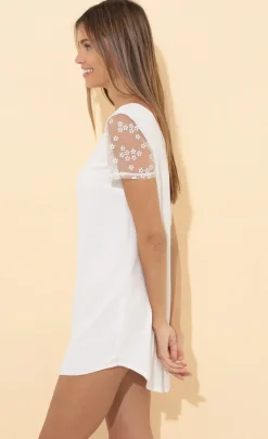 LUCY IN THE SKY Mini Dresses|Tops^Shirt Dress In White Floral