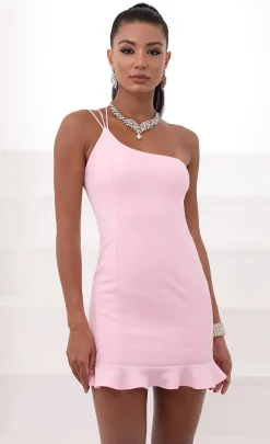 LUCY IN THE SKY Mini Dresses^Shoulder Ruffle Dress In Pink