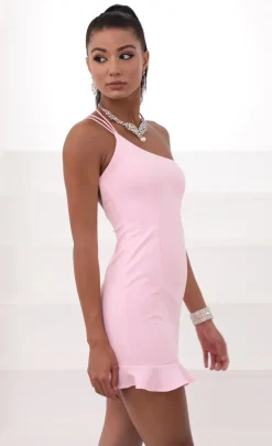 LUCY IN THE SKY Mini Dresses^Shoulder Ruffle Dress In Pink