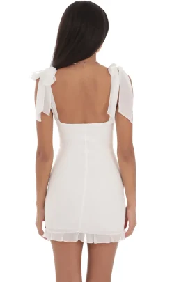 LUCY IN THE SKY Mini Dresses^Shoulder Ties Ruffle Dress In White