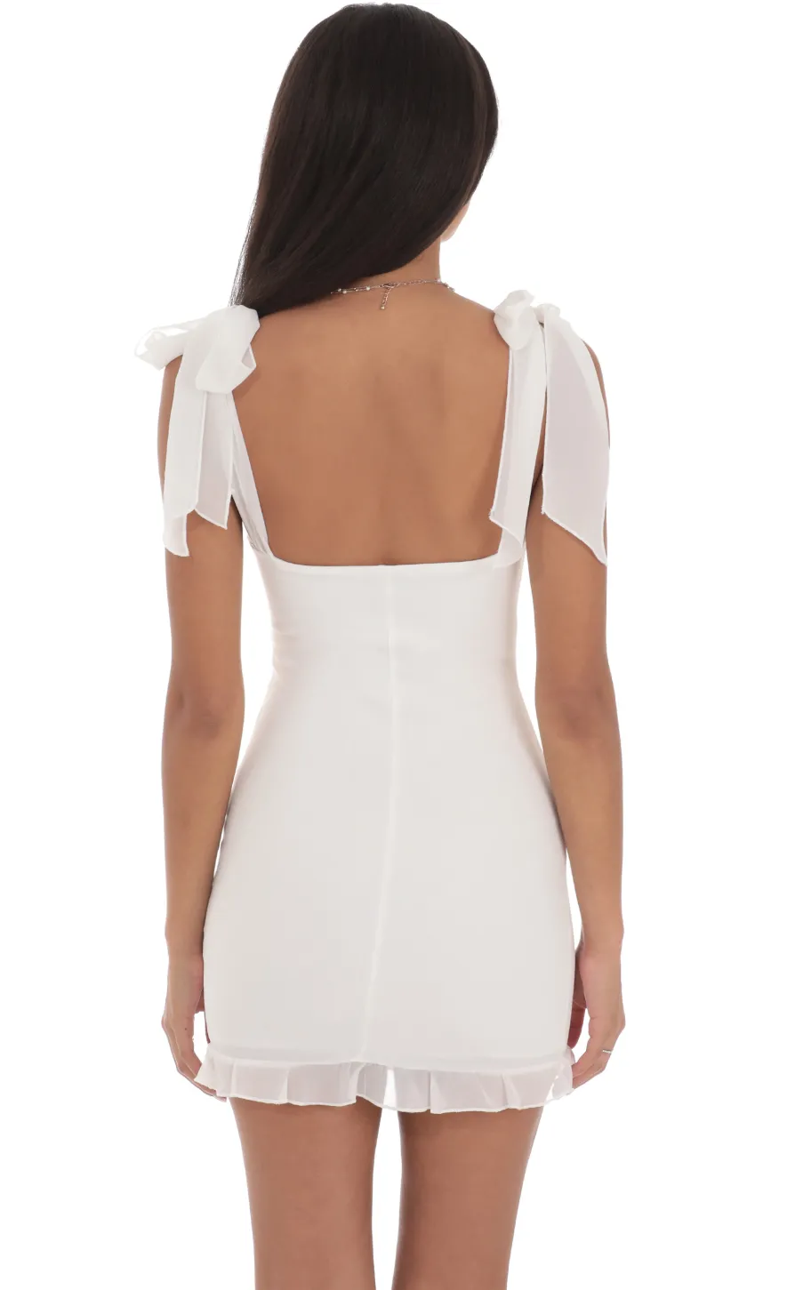 LUCY IN THE SKY Mini Dresses^Shoulder Ties Ruffle Dress In White