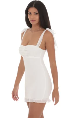 LUCY IN THE SKY Mini Dresses^Shoulder Ties Ruffle Dress In White